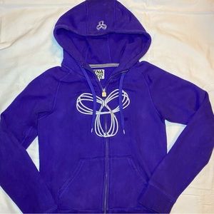 Purple TNA Mockneck Logo Zip Up Hoodie